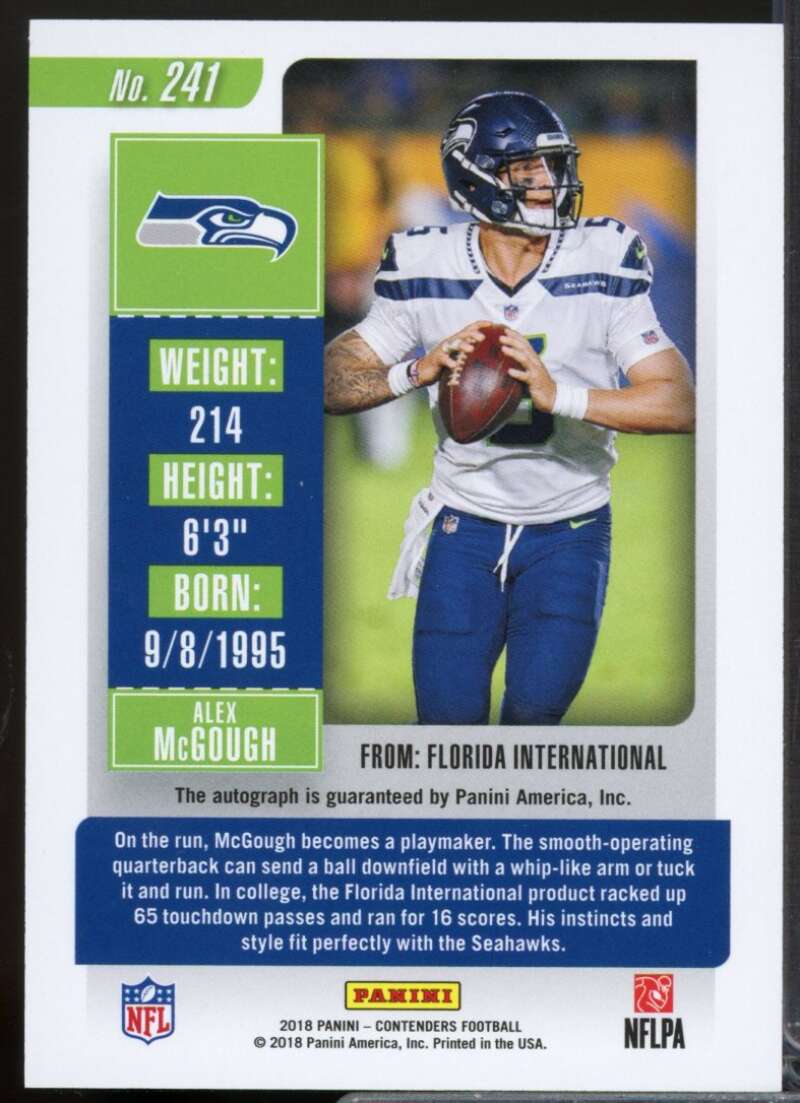 Alex McGough Rookie Card 2018 Panini Contenders Autograph #241  Image 2