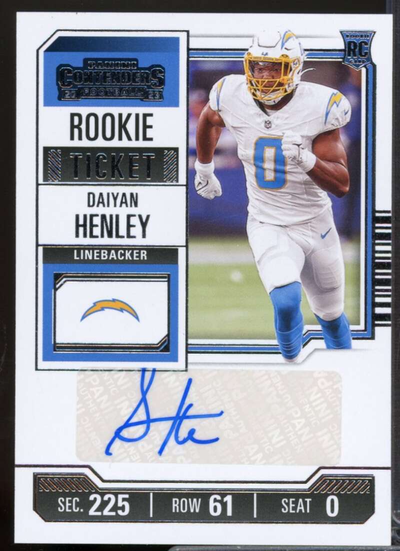 Daiyan Henley Rookie Card 2023 Panini Contenders Autograph #199  Image 1