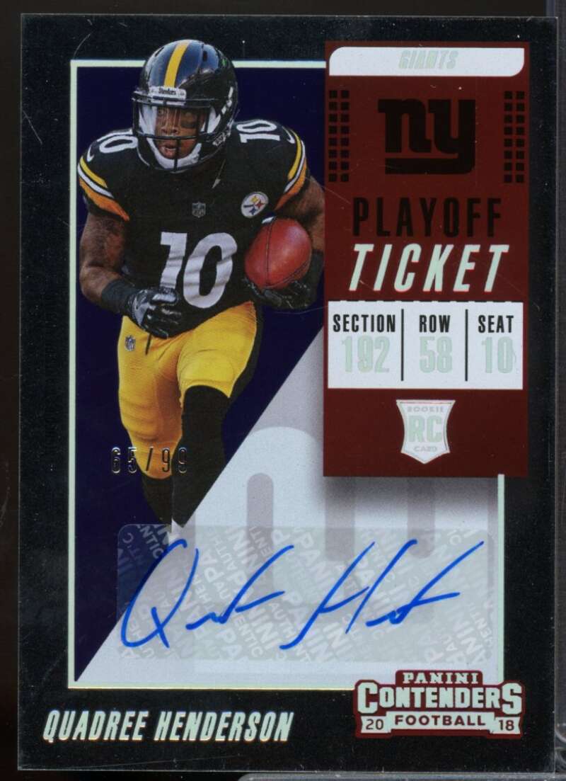 Quadree Henderson Rookie 2018 Panini Contenders Playoff Ticket Autograph #232  Image 1