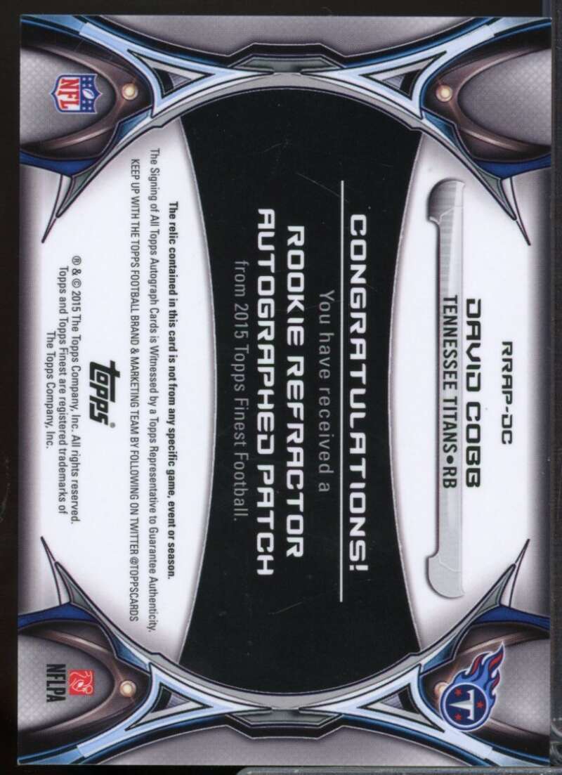 David Cobb /60 2015 Finest Rookie Patch Autographs Diamond Refractors #RRAPDC  Image 2