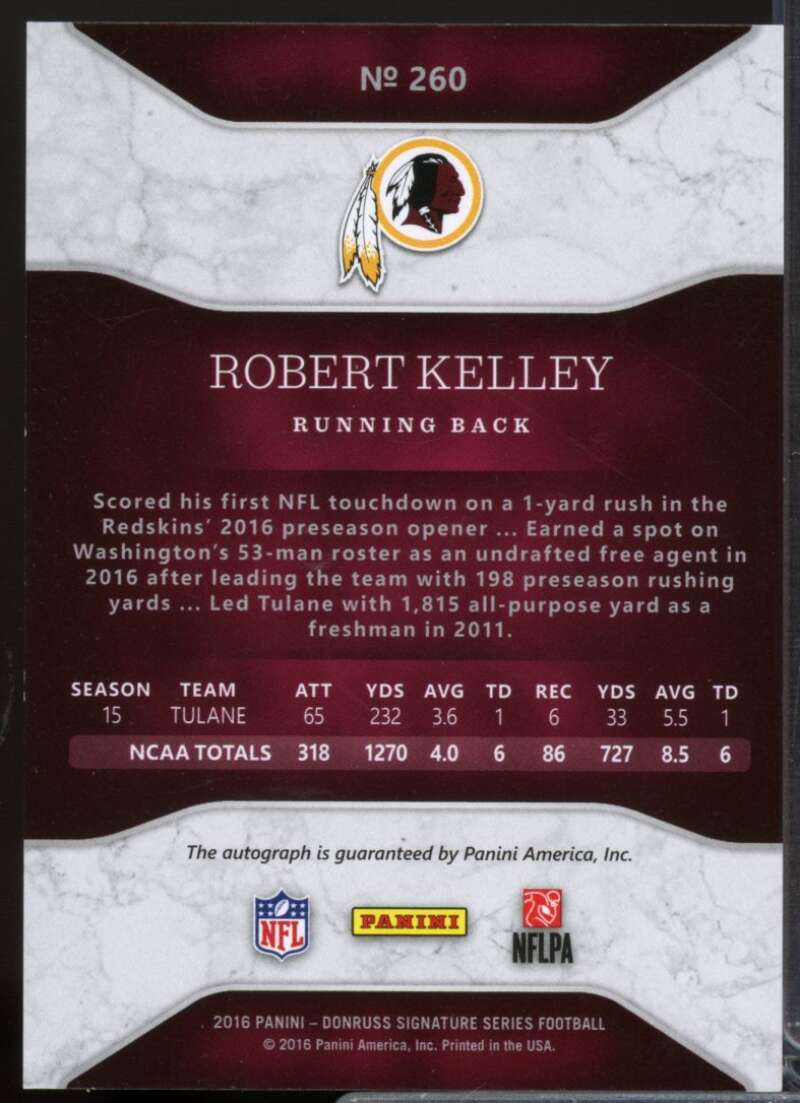 Robert Kelley Rookie Card 2016 Donruss Signature Series Autograph #260  Image 2
