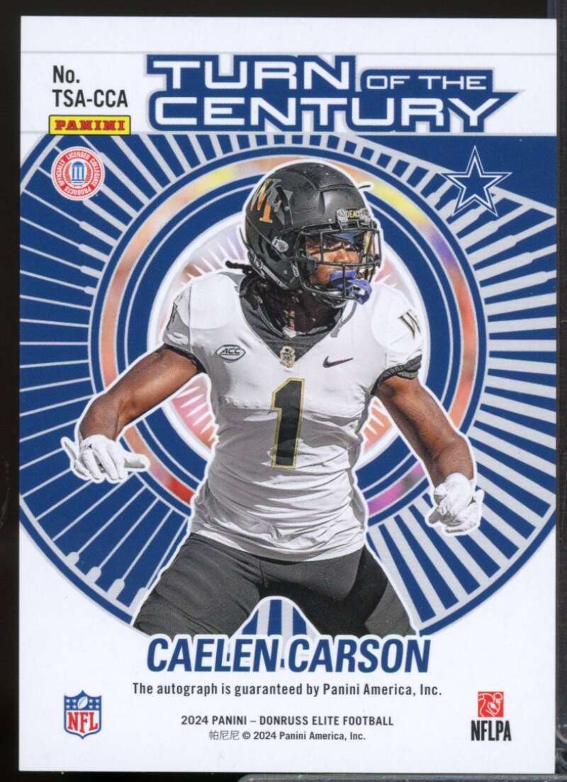 Caelen Carson Rookie /499 Card 2024 Elite Turn of the Century Autographs #14  Image 2