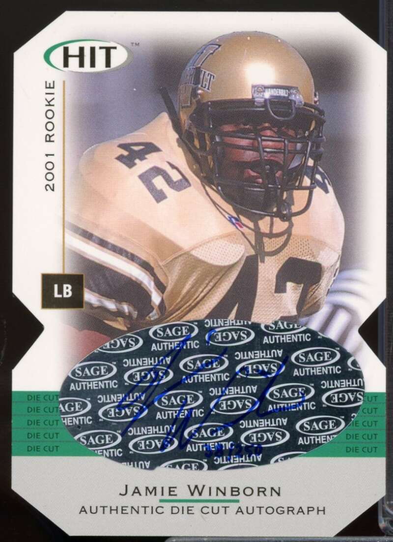 Jamie Winborn /250 Card 2001 SAGE HIT Autographs Die Cuts #A24  Image 1