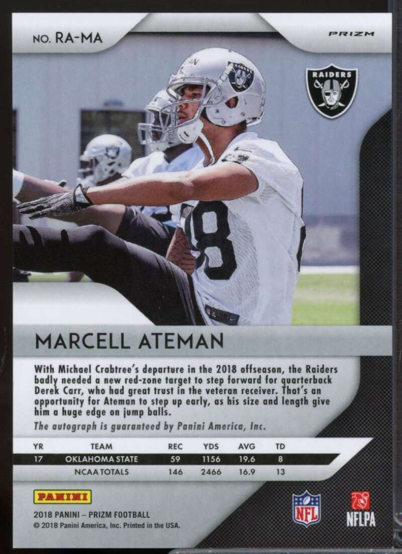 Marcell Ateman Card 2018 Panini Prizm Rookie Autographs Prizms Lazer #88  Image 2