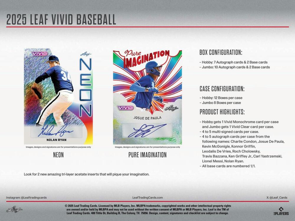 2025 Leaf Vivid Baseball Hobby Box Image 7