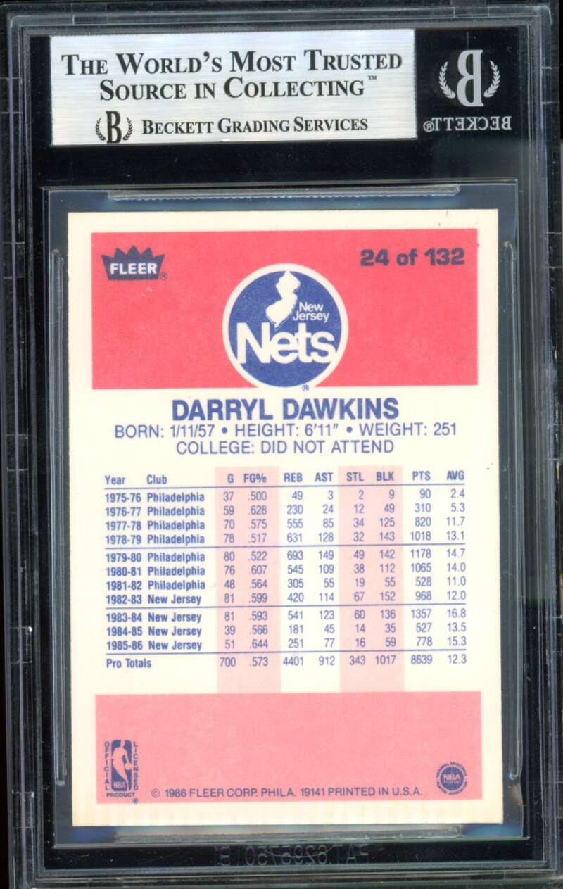 Darryl Dawkins Card 1986-87 Fleer #24 BGS 8.5 Image 2