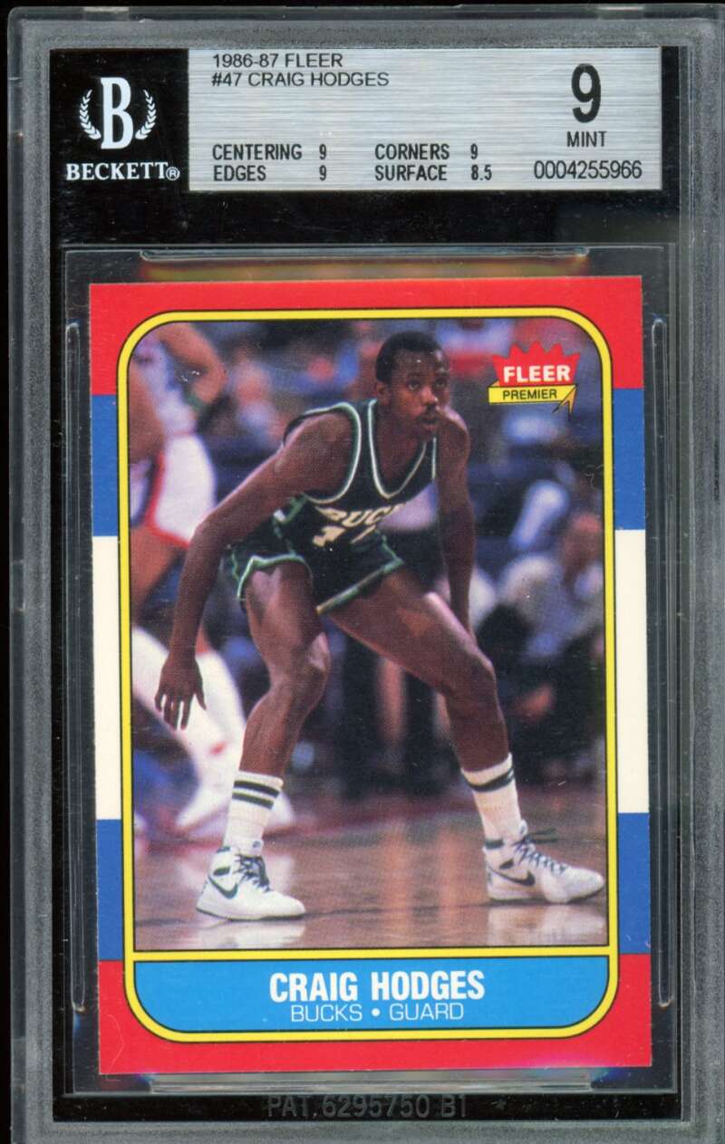 Craig Hodges Rookie Card 1986-87 Fleer #47 BGS 9 Image 1