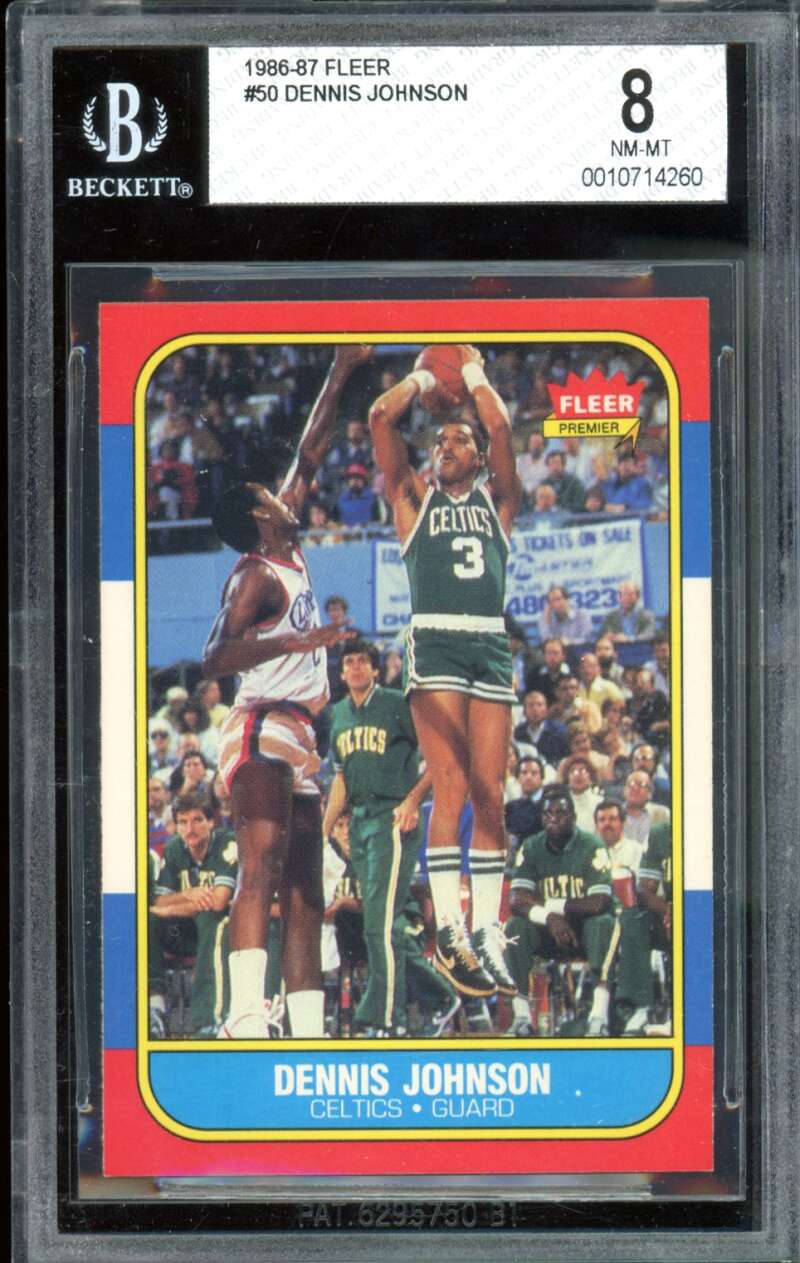 Dennis Johnson Card 1986-87 Fleer #50 BGS 8 Image 1