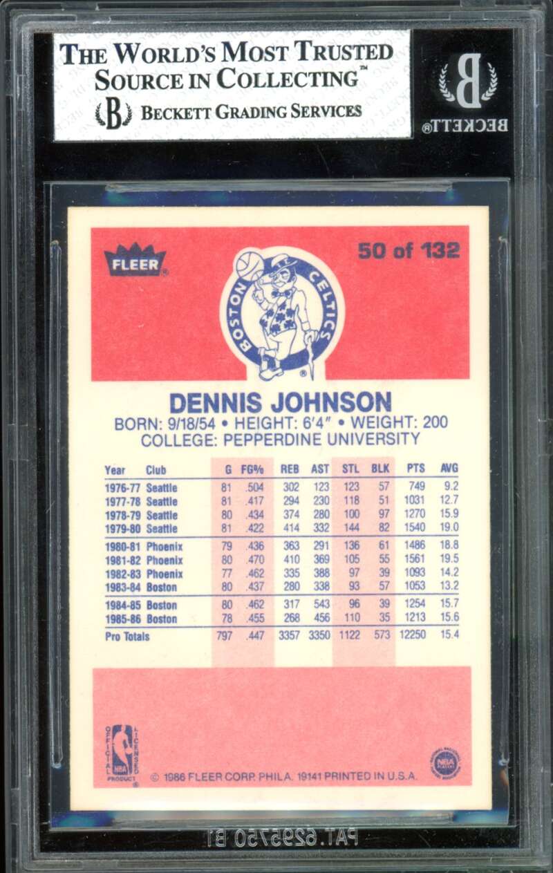Dennis Johnson Card 1986-87 Fleer #50 BGS 8 Image 2