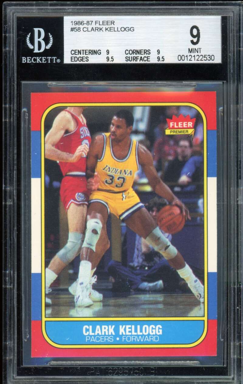 Clark Kellogg Rookie Card 1986-87 Fleer #58 BGS 9 Image 1