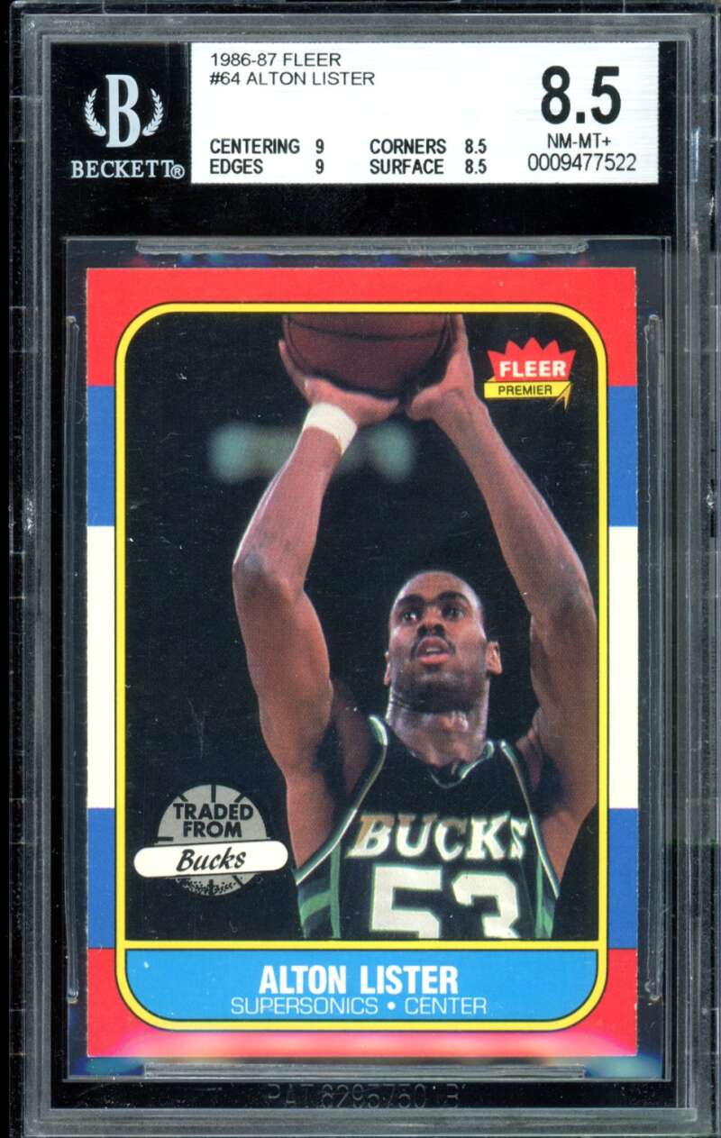 Alton Lister Rookie Card 1986-87 Fleer #64 BGS 8.5 Image 1
