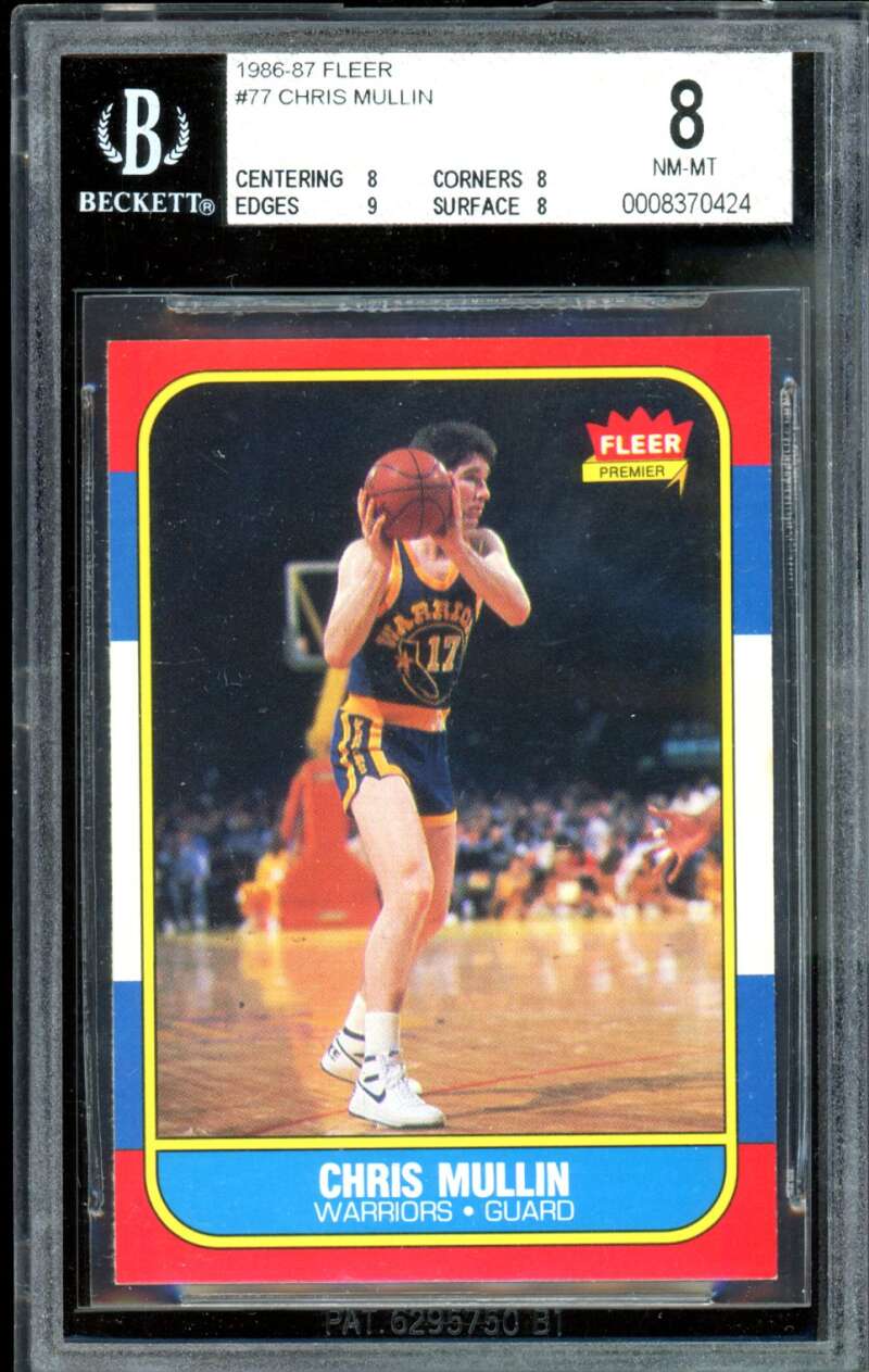 Chris Mullin Rookie Card 1986-87 Fleer #77 BGS 8 Image 1