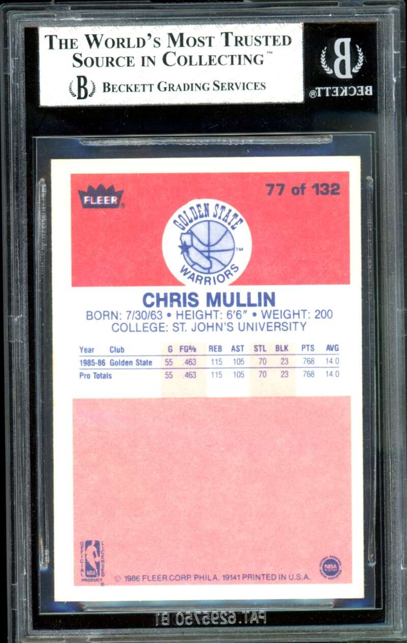 Chris Mullin Rookie Card 1986-87 Fleer #77 BGS 8 Image 2