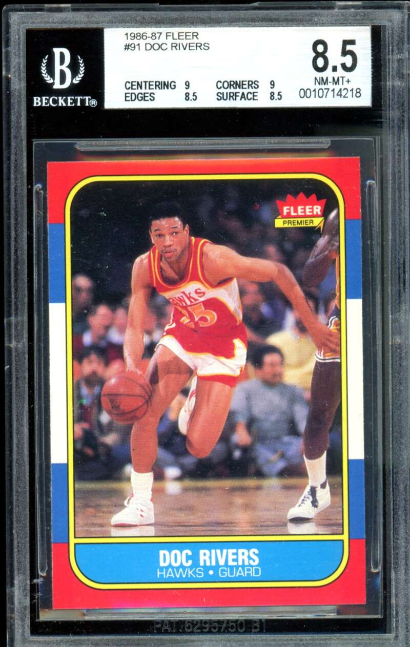 Doc Rivers Rookie Card 1986-87 Fleer #91 BGS 8.5 Image 1