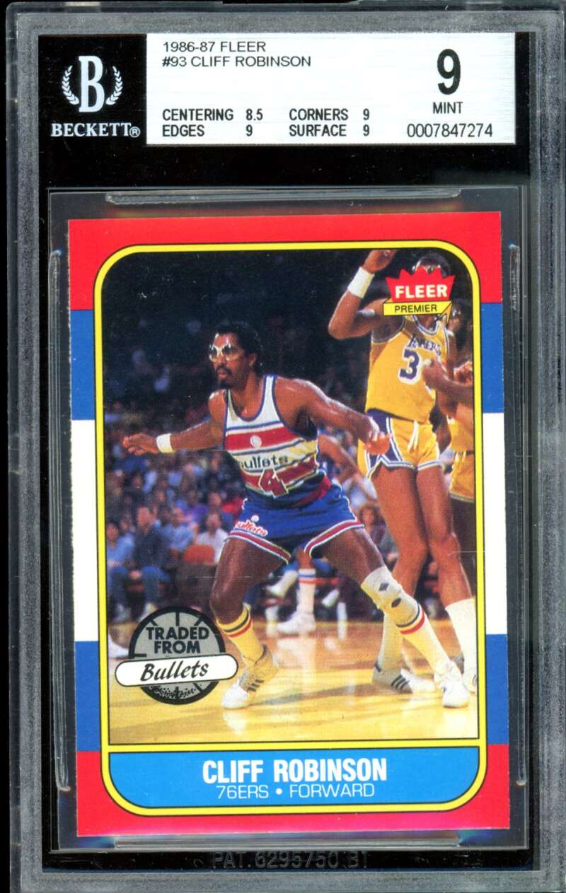 Cliff Robinson Card 1986-87 Fleer #93 BGS 9 Image 1