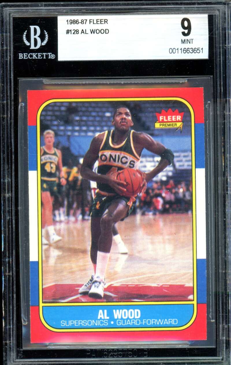 Al Wood Card 1986-87 Fleer #128 BGS 9 Image 1