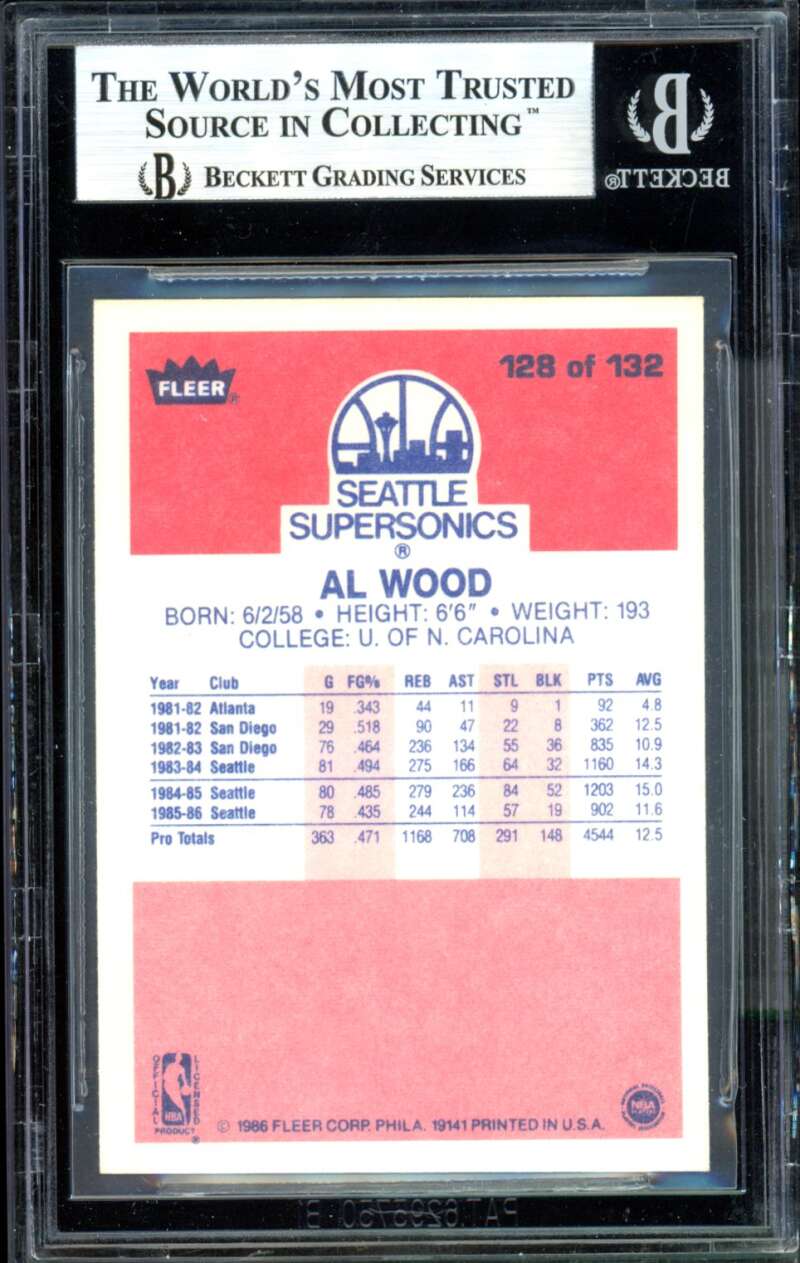 Al Wood Card 1986-87 Fleer #128 BGS 9 Image 2