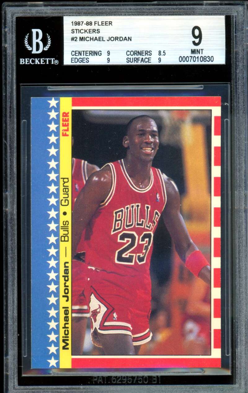 Michael Jordan Card 1987-88 Fleer Stickers #2 BGS 9 Image 1