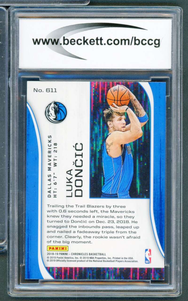 2018-19 Chronicles #611 Luka Doncic Rookie Card BCCG 10 Mint+ Image 2