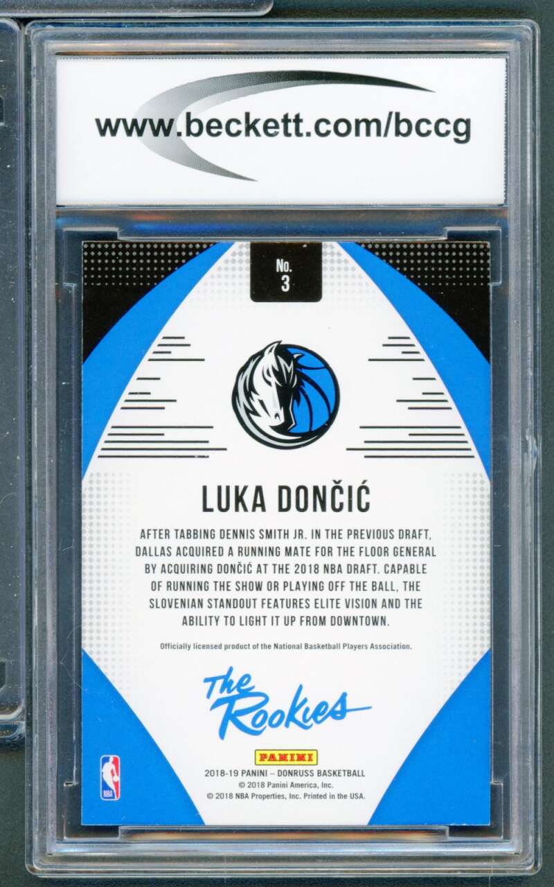 2018-19 Donruss The Rookies #3 Luka Doncic Rookie Card BCCG 10 Mint+ Image 2