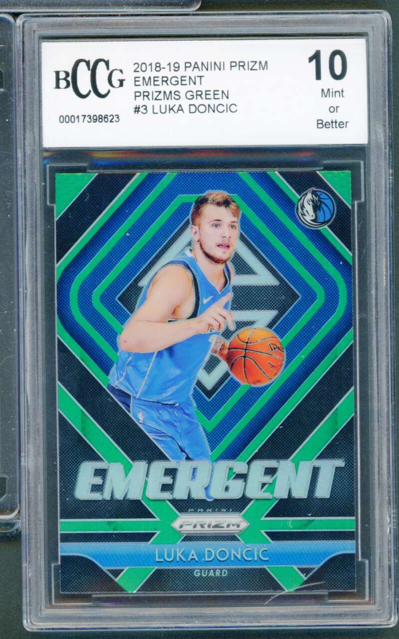 2018-19 Panini Prizm Emergent #3 Luka Doncic Rookie Card BGS BCCG 10 Mint+ Image 1