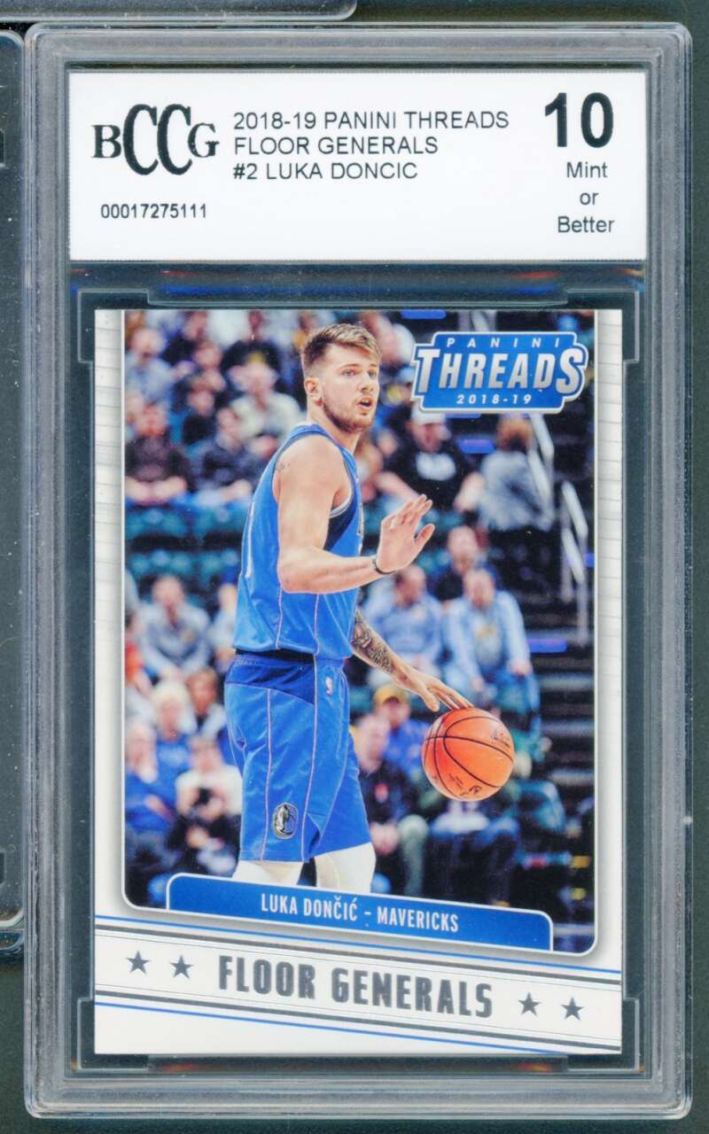 2018-19 Panini Threads Floor Generals #2 Luka Doncic Card BGS BCCG 10 Mint+ Image 1