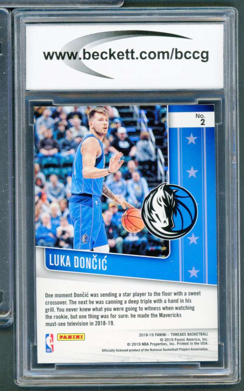 2018-19 Panini Threads Floor Generals #2 Luka Doncic Card BGS BCCG 10 Mint+ Image 2