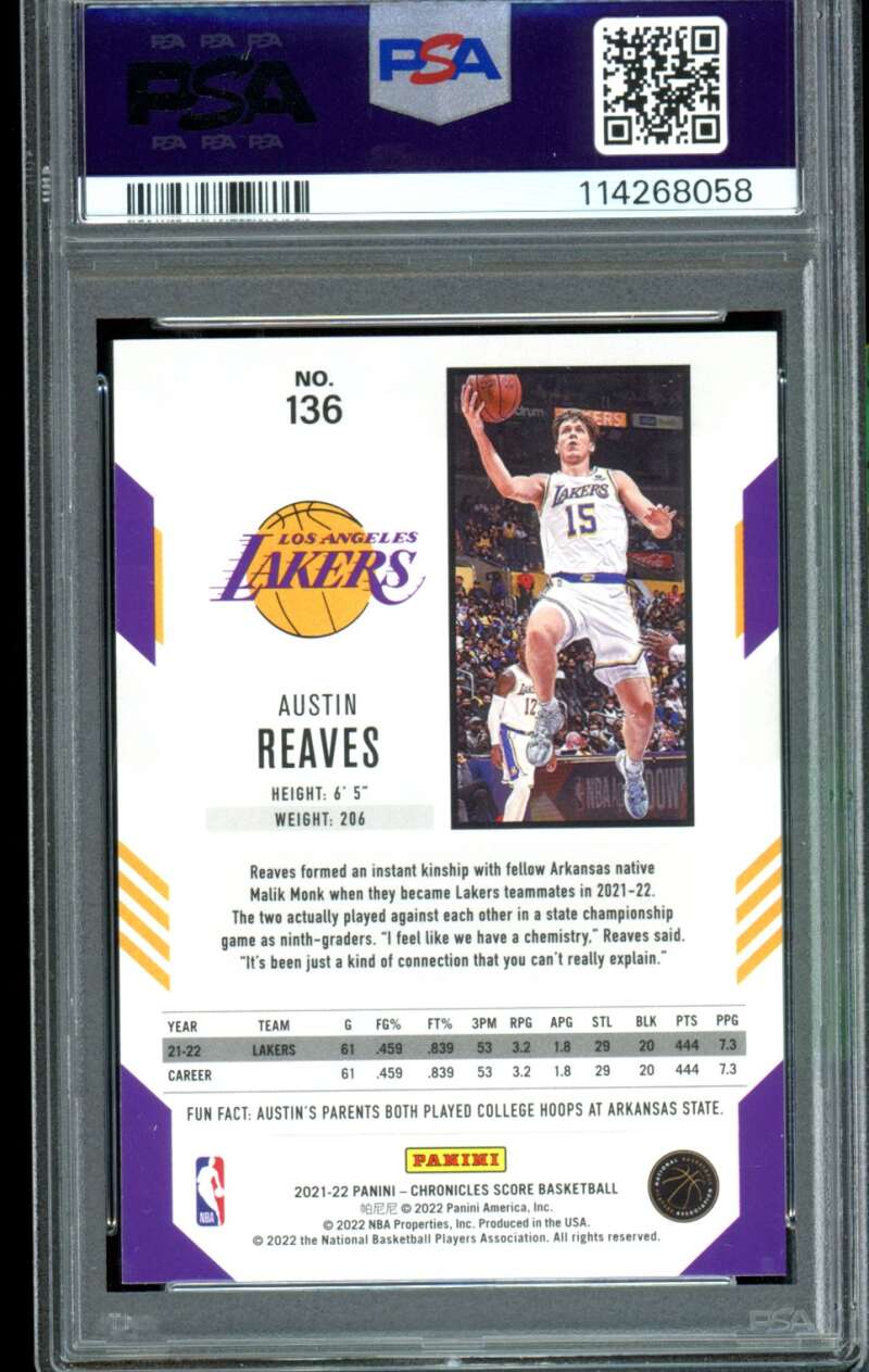 Austin Reaves Rookie Card 2021-22 Chronicles #136 PSA 8 Image 2
