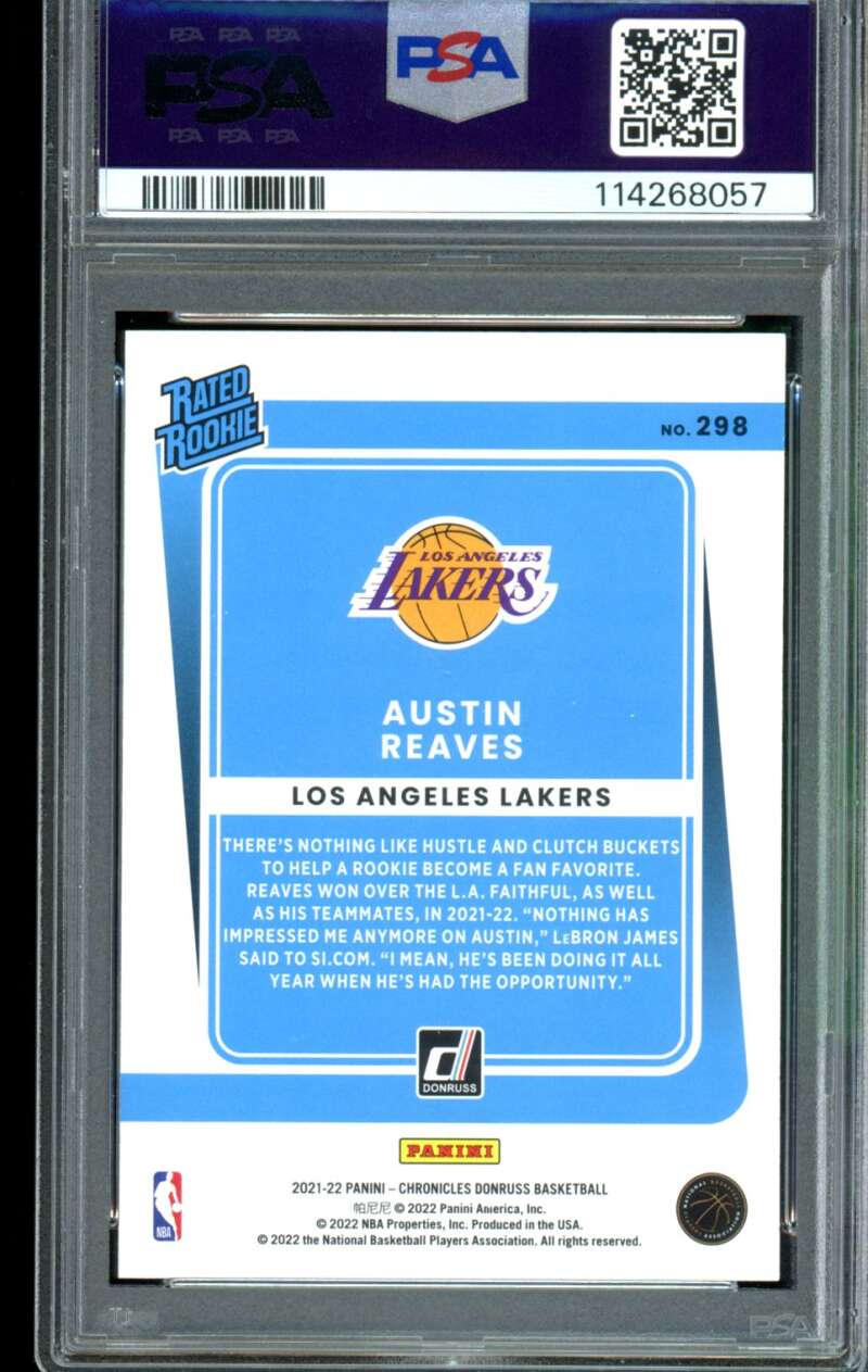 Austin Reaves Rookie Card 2021-22 Chronicles #298 PSA 10 Image 2