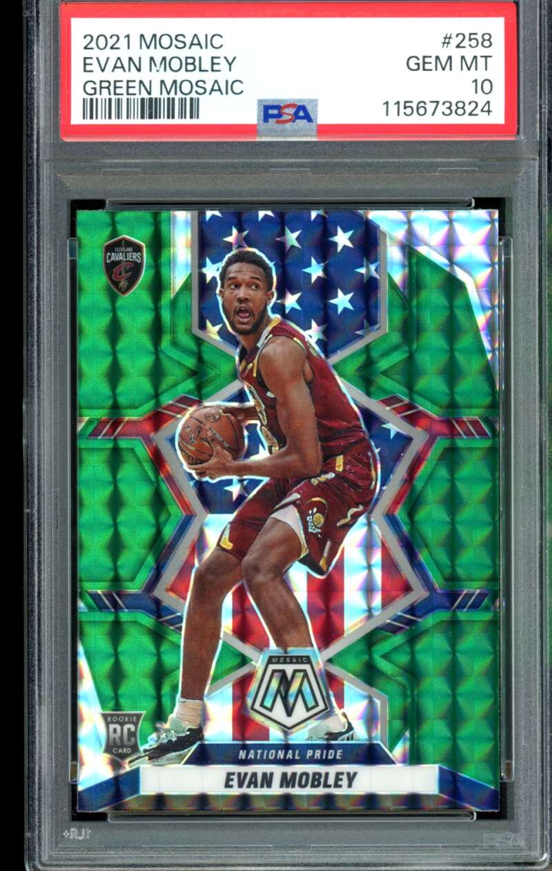 Evan Mobley Rookie Card 2021-22 Mosaic Green #258 PSA 10 Image 1