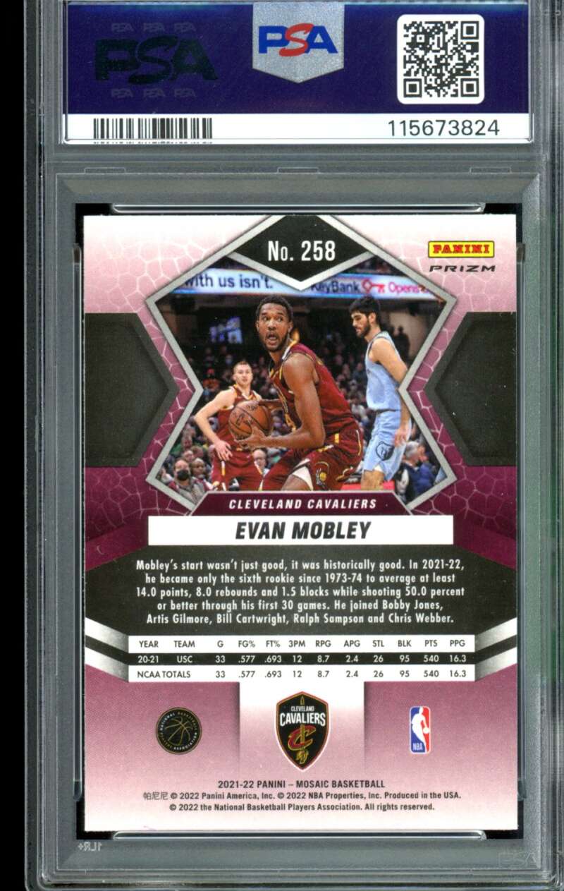 Evan Mobley Rookie Card 2021-22 Mosaic Green #258 PSA 10 Image 2