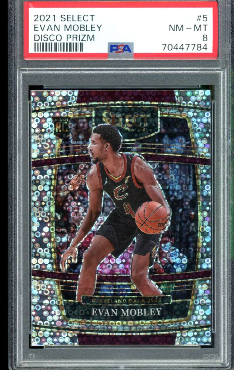 Evan Mobley Rookie Card 2021-22 Select Disco Prizm #5 PSA 8 Image 1
