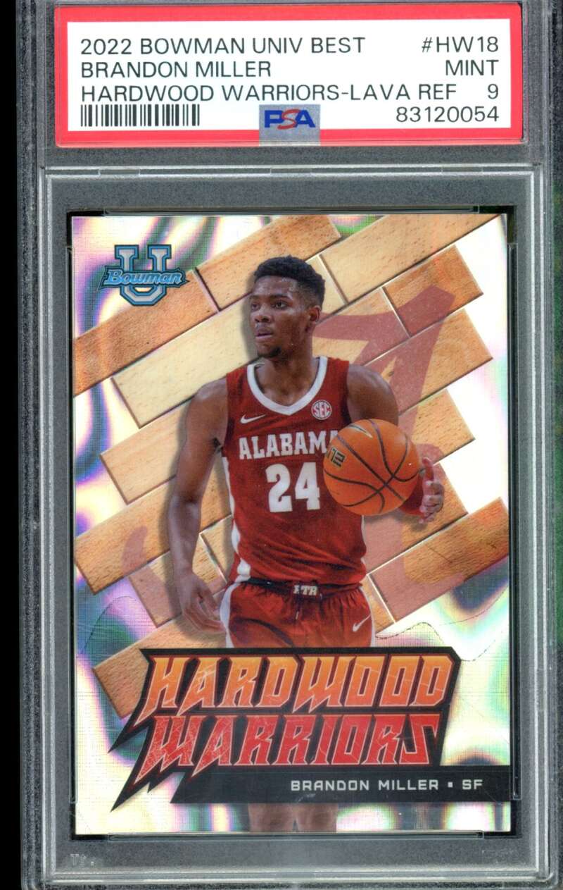 Brandon Miller Rookie 2022-23 Bowman Lava Refractor (pop 1) (18/50) #HW18 PSA 9 Image 1