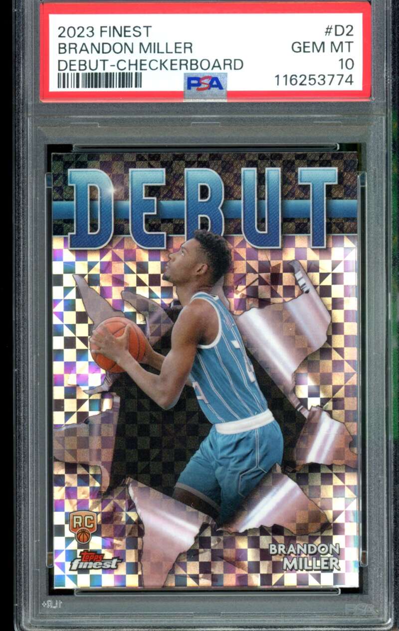 Brandon Miller Rookie Card 2023-24 Finest Debut Checkerboard (pop 4) #D2 PSA 10 Image 1