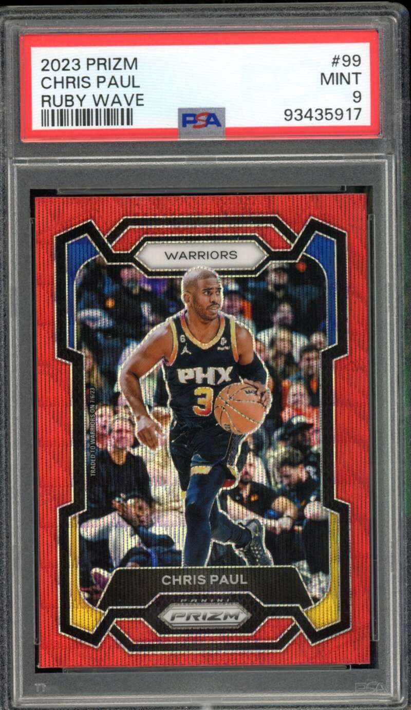 Chris Paul Card 2023-24 Prizm Ruby Wave (pop 1) #99 PSA 9 Image 1