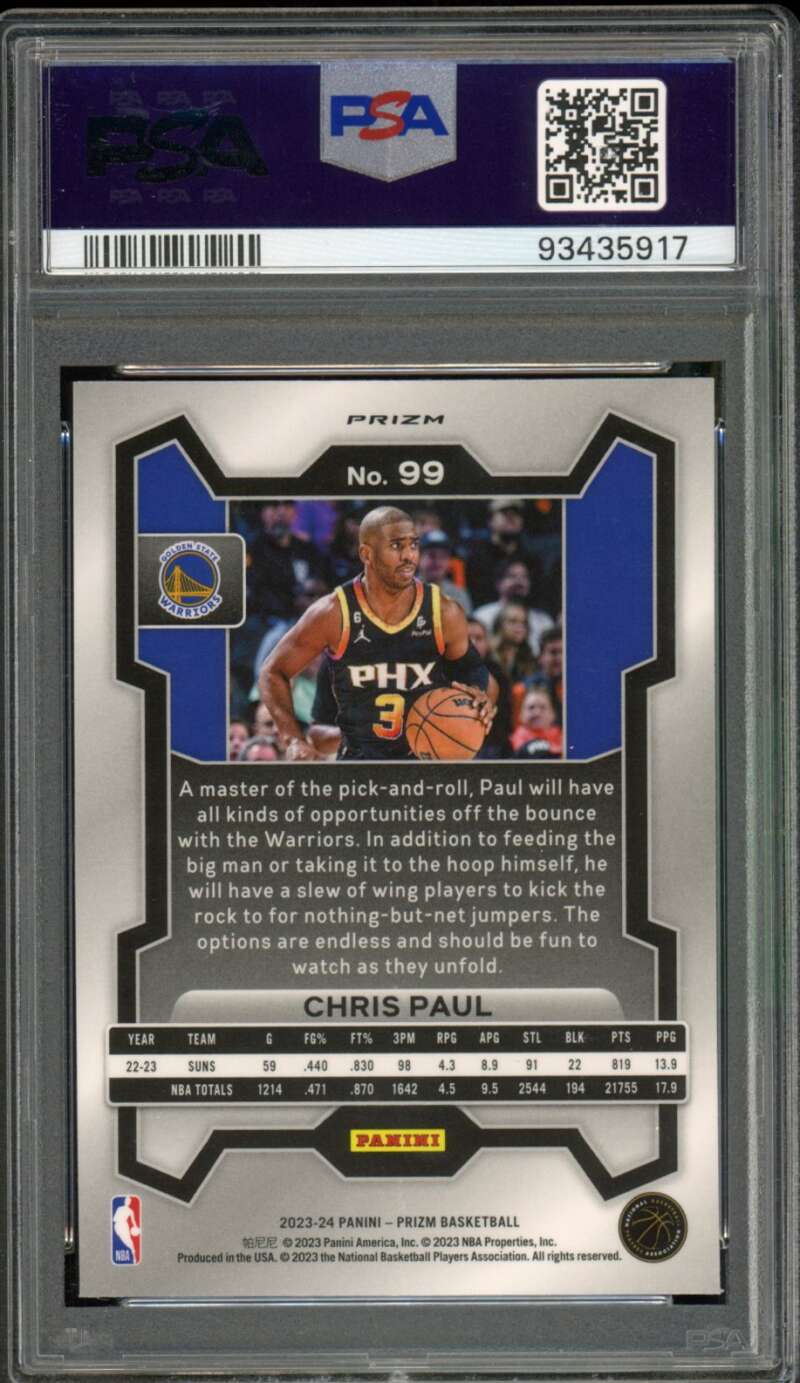 Chris Paul Card 2023-24 Prizm Ruby Wave (pop 1) #99 PSA 9 Image 2