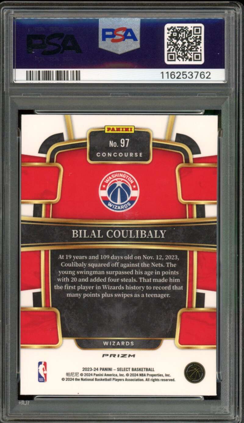 Bilal Coulibaly Rookie Card 2023-24 Select Tectonice (pop 19) #97 PSA 10 Image 2