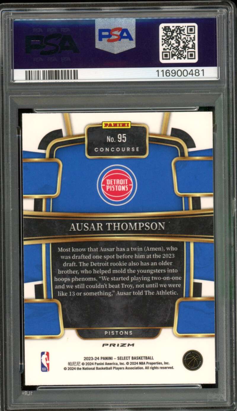 Ausar Thompson Rookie Card 2023-24 Select Green Shock (pop 12) #95 PSA 10 Image 2