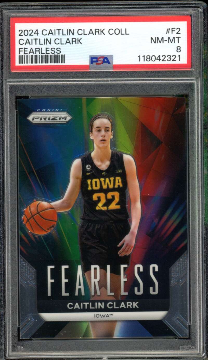 Caitlin Clark Card 2024-25 Coll Fearless #F2 PSA 8 Image 1