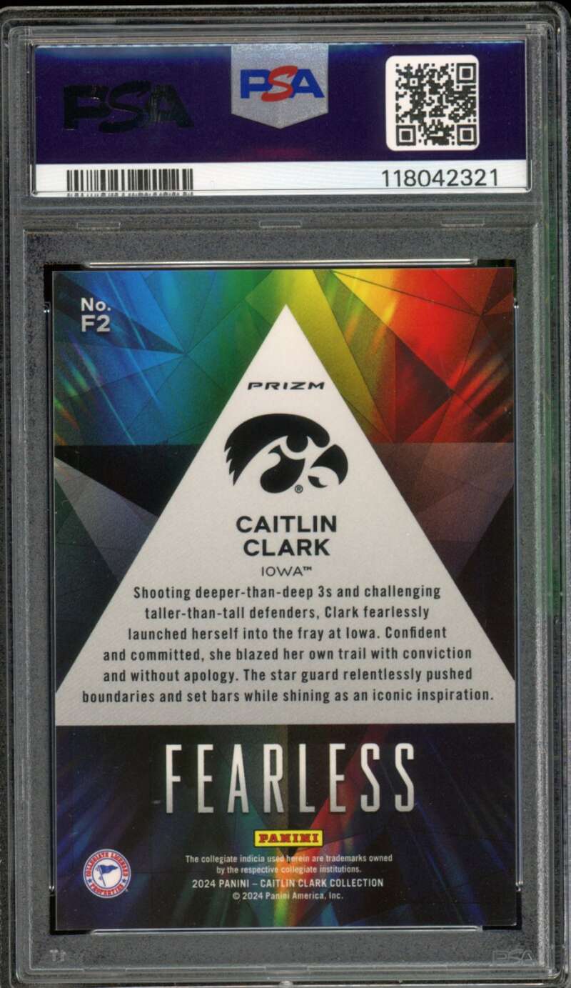Caitlin Clark Card 2024-25 Coll Fearless #F2 PSA 8 Image 2
