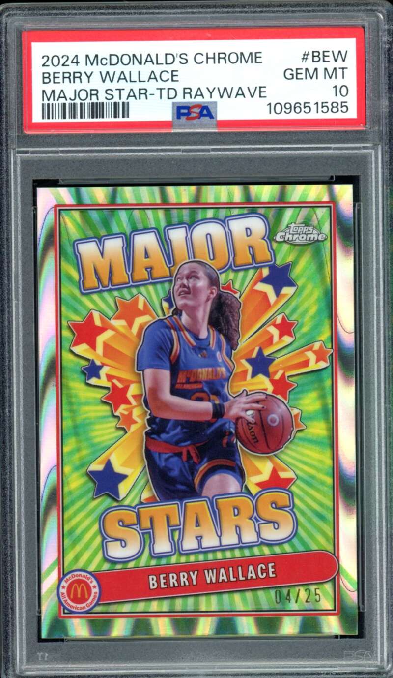 Berry Wallace Rookie 2024 McDonald's Chrome Major Star TD Raywave #BEW PSA 10 Image 1