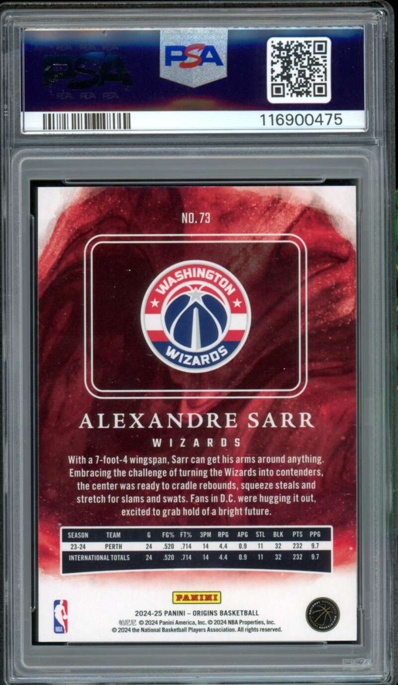 Alexandre Sarr Rookie Card 2024-25 Origins #73 PSA 8 Image 2