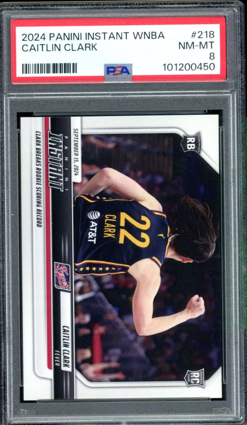 Caitlin Clark Rookie Card 2024 Panini Instant #218 PSA 8 Image 1