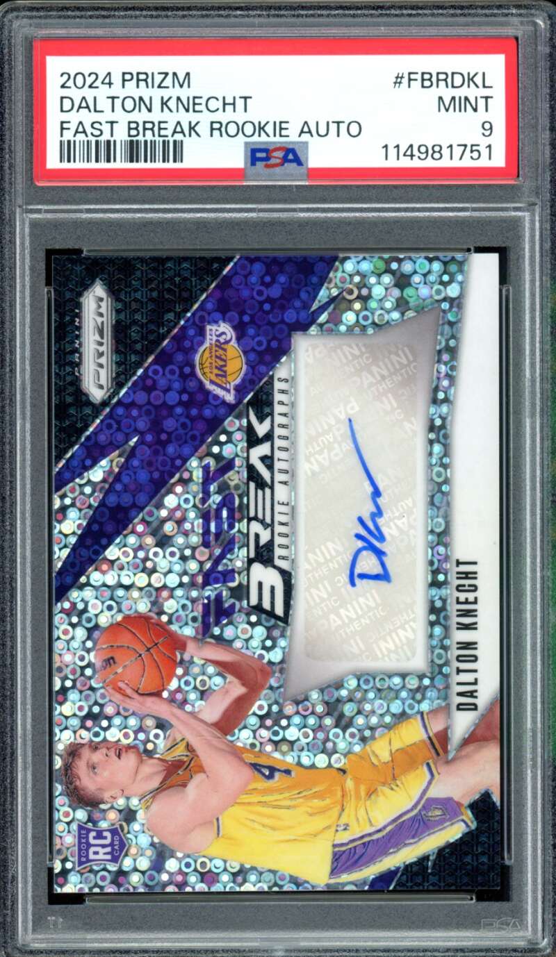 Dalton Knecht Rookie Card 2024-25 Prizm Fast Break Auto (pop 3) #FBRDKL PSA 9 Image 1