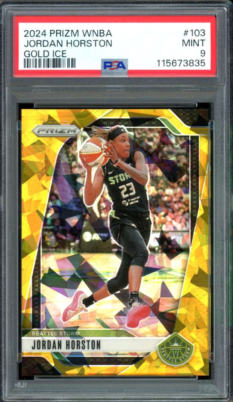 Jordan Horston Rookie Card 2024 Prizm WNBA Gold Ice (9/10) #103 PSA 9 Image 1