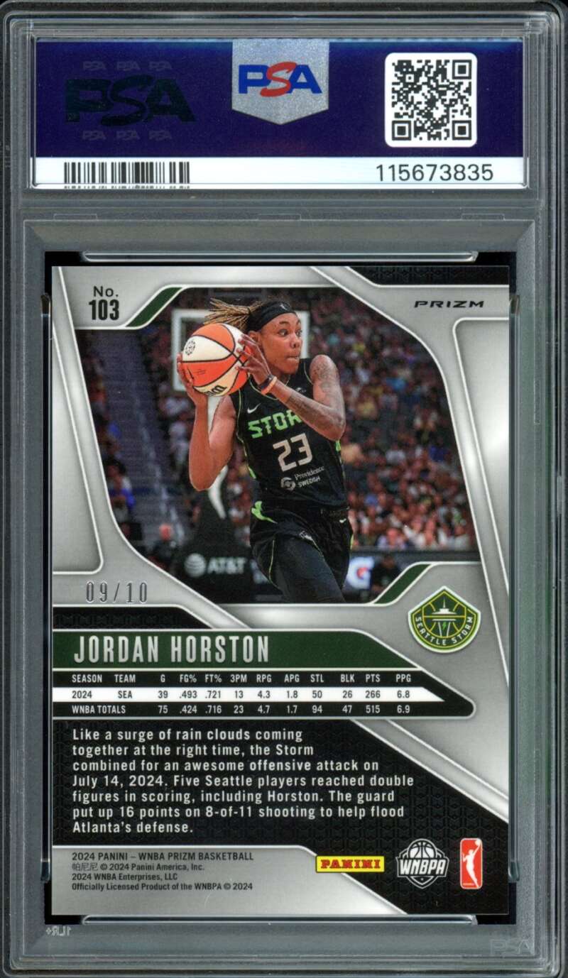 Jordan Horston Rookie Card 2024 Prizm WNBA Gold Ice (9/10) #103 PSA 9 Image 2