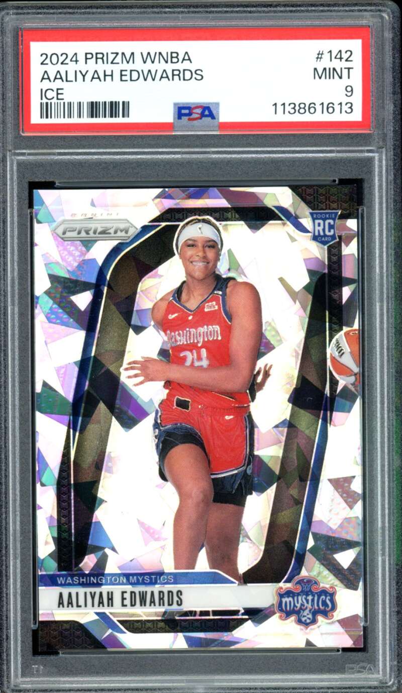 Aaliyah Edwards Rookie Card 2024 Prizm WNBA Ice #142 PSA 9 Image 1