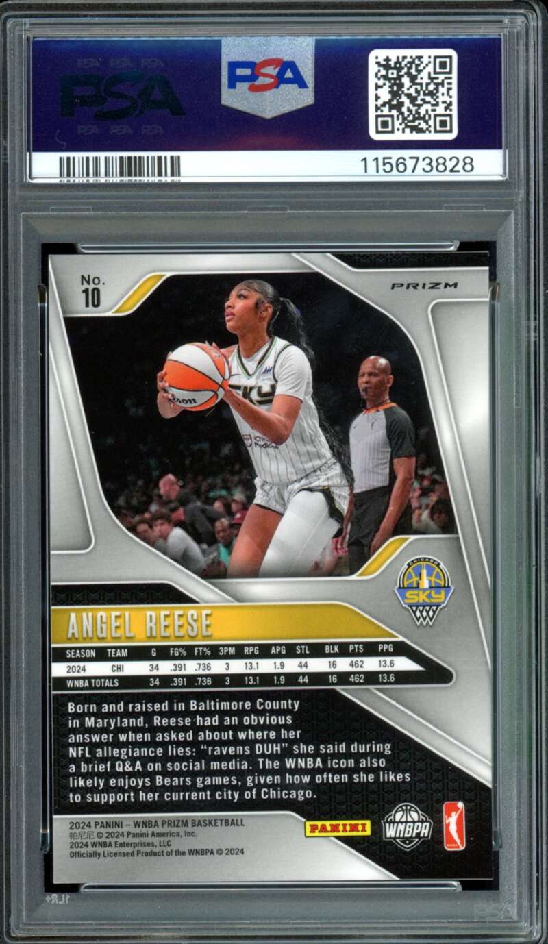 Angel Reese Rookie Card 2024 Prizm WNBA Orange Ice #10 PSA 8 Image 2