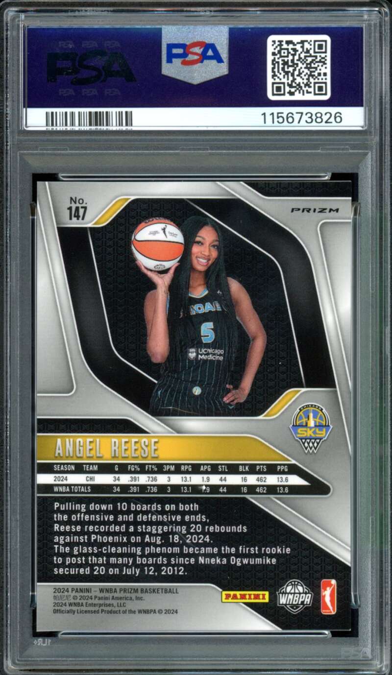 Angel Reese Rookie Card 2024 Prizm WNBA Orange Ice #147 PSA 8 Image 2