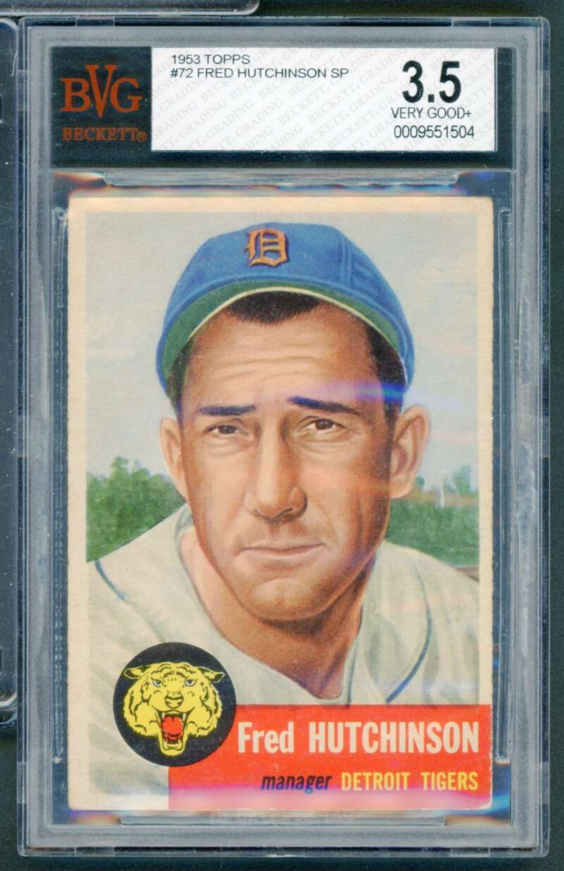 Fred Hutchinson Card 1953 Topps #72 BGS BVG 3.5 Image 1